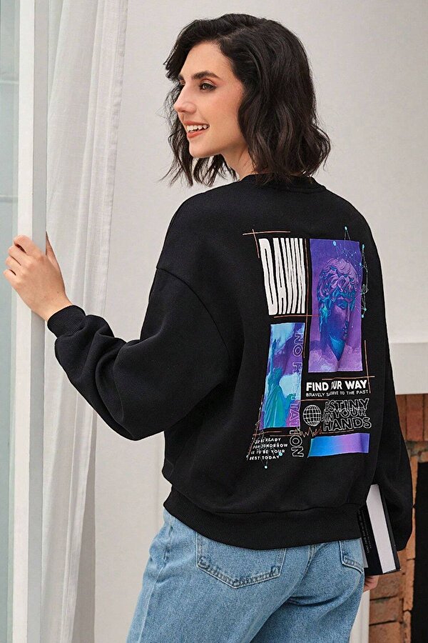 Unisex Dawn Baskılı Bisiklet Yaka Sweatshirt - 3 Al 1 Öde