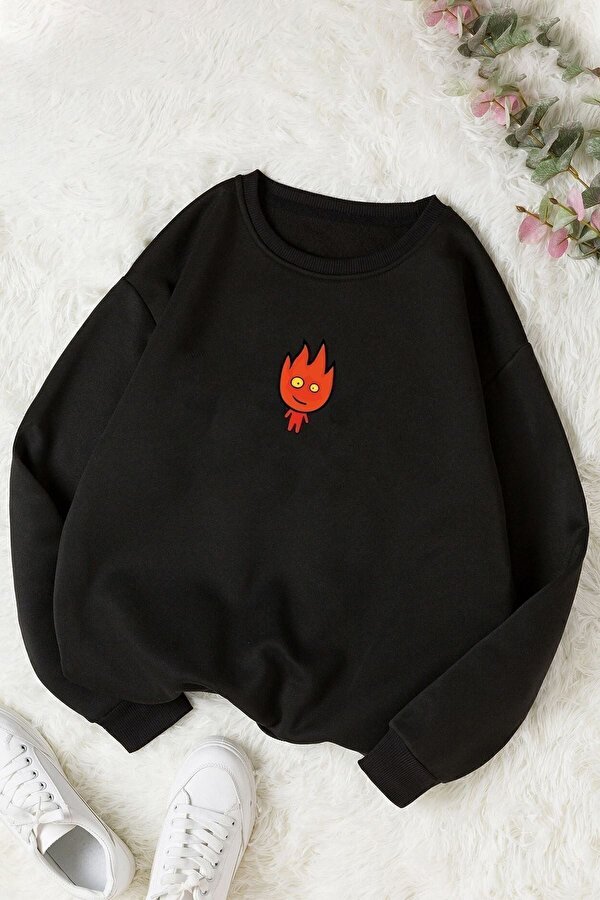 Unisex Ateş Avatar Baskılı Bisiklet Yaka Sweatshirt - 3 Al 1 Öde