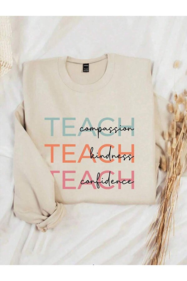 Unisex Teach Baskılı Oversize Sweatshirt - FLO 3 Al 1 Öde