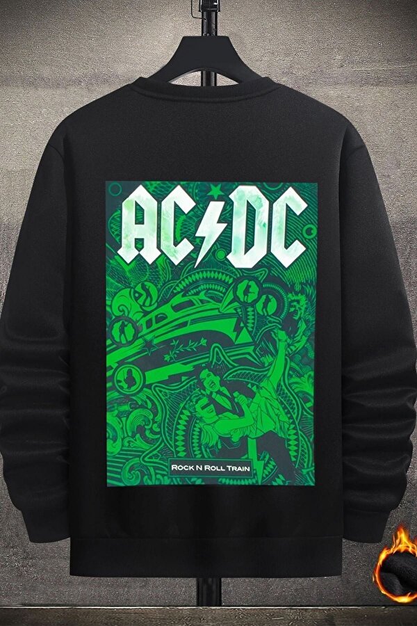 Unisex Acdc Bisiklet Yaka Sweatshirt - 3 Al 1 Öde