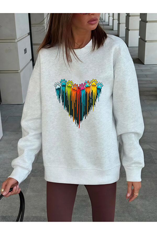 Unisex Sevimli Patiler Baskılı Tasarım Oversize Tişört - 3 Al 1 Öde