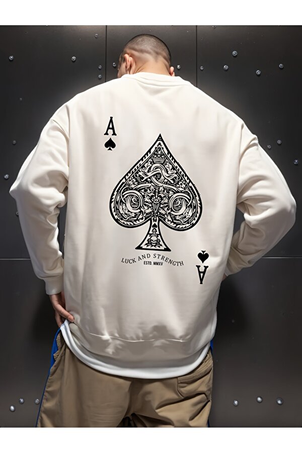 Unisex Maca Asi Baskılı Oversize Sweatshirt