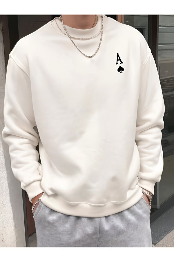 Unisex Maca Asi Baskılı Oversize Sweatshirt