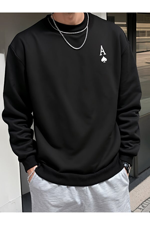 Unisex Maca Asi Baskılı Oversize Sweatshirt