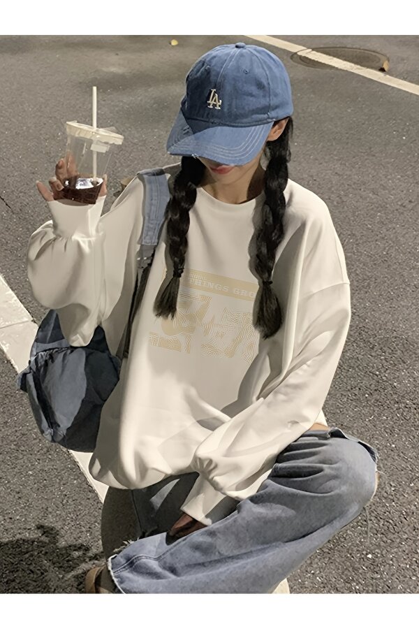 Unisex All Things Grow Baskılı Oversize Sweatshirt - 3 Al 1 Öde