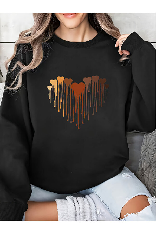 Unisex Eriyen Kalpler Baskılı Tasarım Oversize Sweatshirt - FLO 3 Al 1 Öde