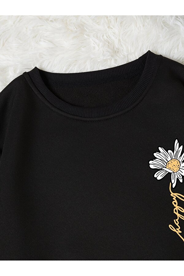 Unisex Papatya Baskılı Oversize Sweatshirt