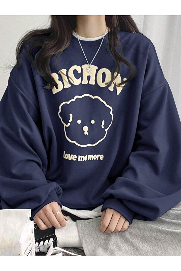 Unisex Love Me More Baskılı Oversize Sweatshirt - FLO 3 Al 1 Öde