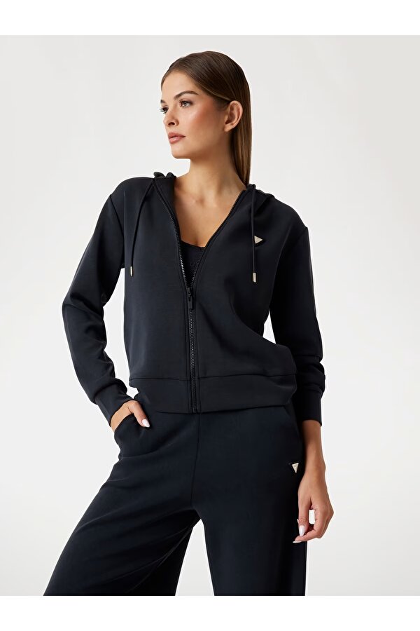 Olympe Fermuarlı Kapüşonlu Kadın Sweatshirt V4YQ06KCAY2