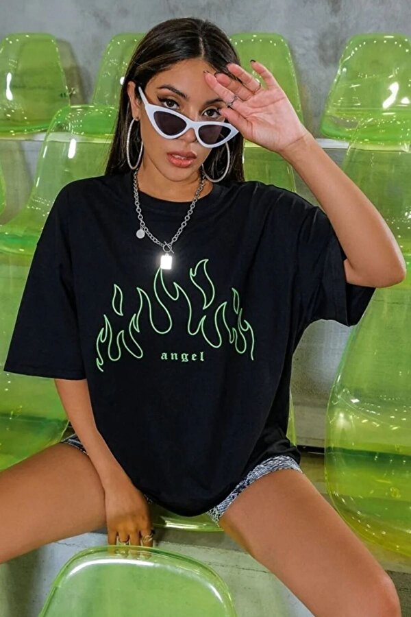 Unisex Green Angel Baskılı T-shirt - 3 Al 1 Öde