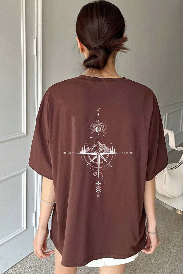 Unisex Yön Gösteren Baskılı Tasarım Tshirt - FLO 3 Al 1 Öde