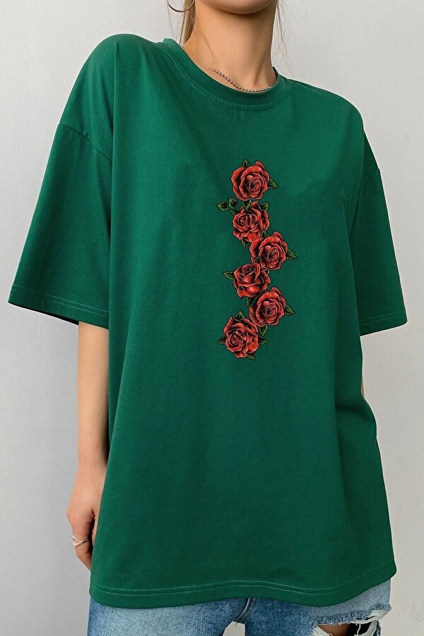 Unisex Rose Baskılı T-shirt - FLO 3 Al 1 Öde