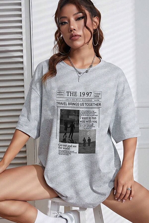 Unisex The 1997 Travel Baskılı T-shirt - 3 Al 1 Öde