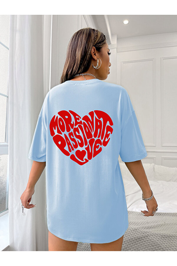 Unisex Yazılı Kalp Baskılı Tasarım Tshirt - 3 Al 1 Öde
