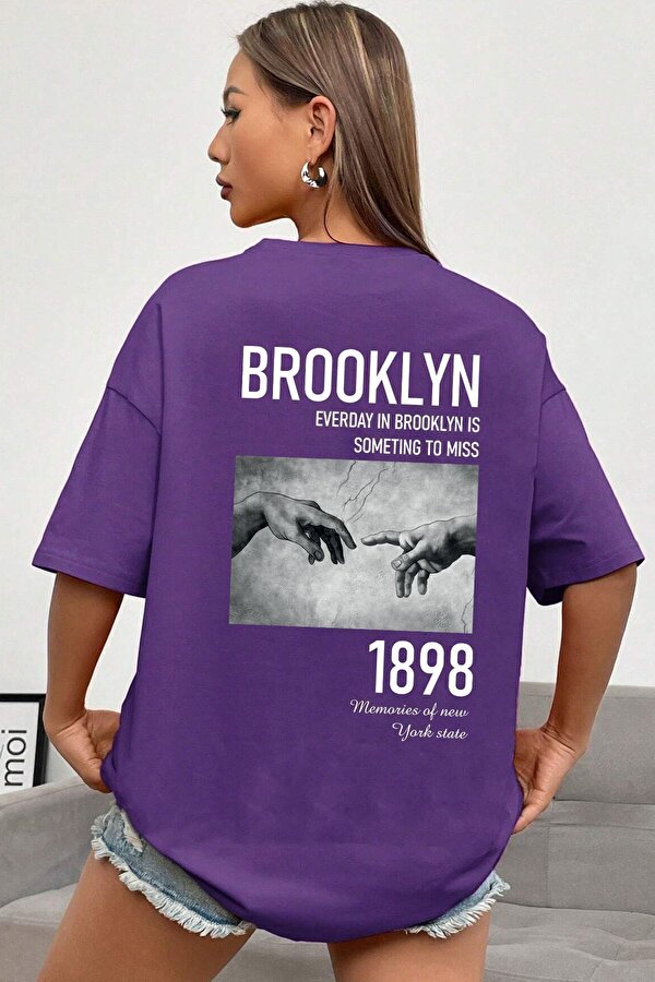 Unisex 1898 Brooklyn Baskılı T-shirt - FLO 3 Al 1 Öde