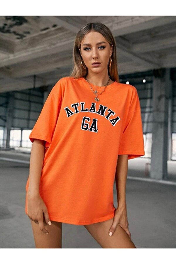 Atlanta Baskılı Oversize T-shirt Atlanta-Tişört - 3 Al 1 Öde