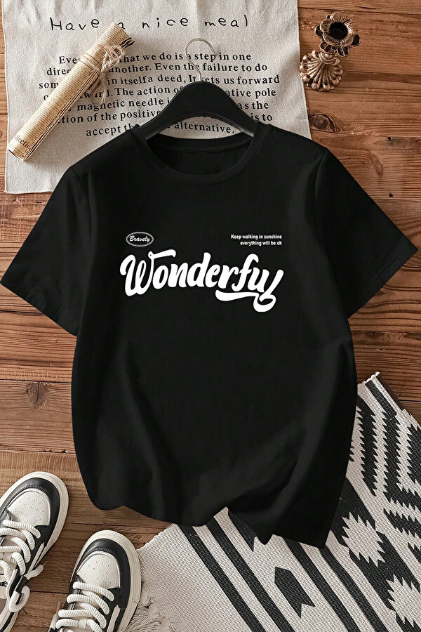 Wonderful Baskılı Unisex Oversize Tshirt - 3 Al 1 Öde