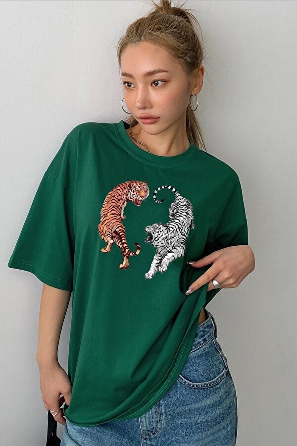 Unisex Tiger Baskılı T-shirt - 3 Al 1 Öde
