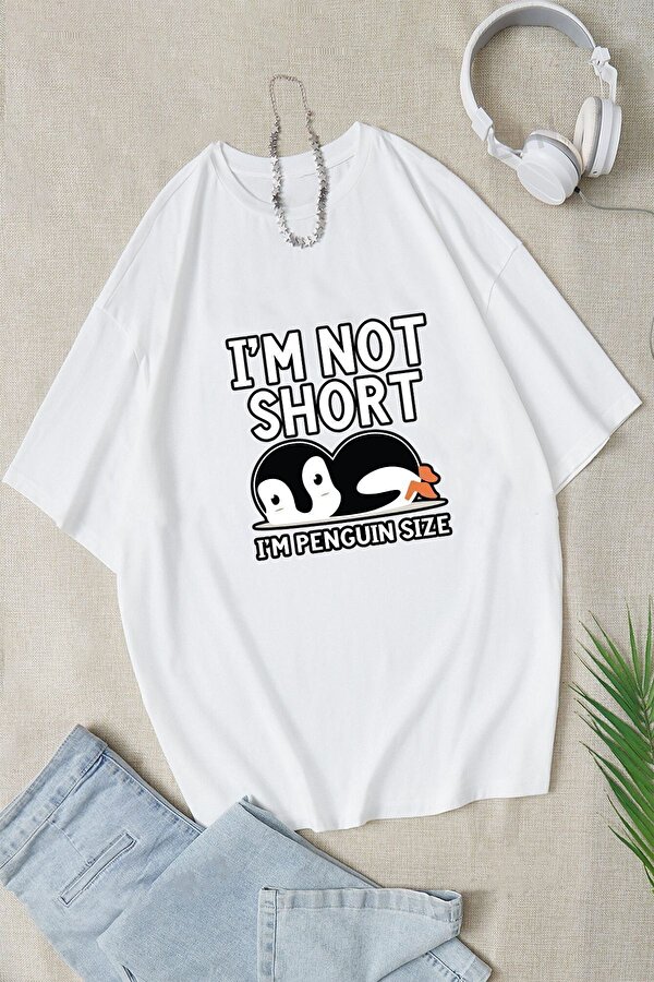 I'm Not Short Baskılı Unisex Oversize Tshirt - FLO 3 Al 1 Öde