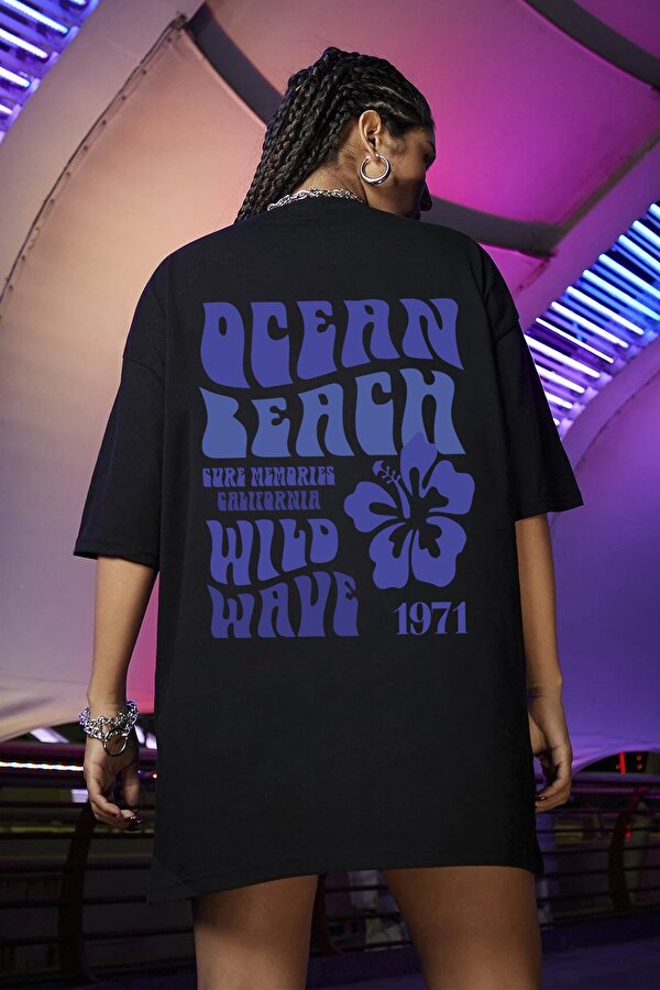 Pamuklu Ocean Baskılı Oversize T-shirt - 3 Al 1 Öde