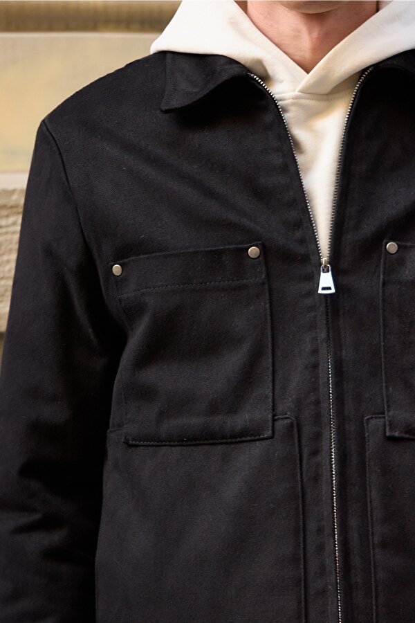 Erkek Pamuklu Mont Ceket Siyah