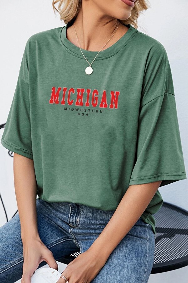 Unisex Michigan Baskılı T-shirt - FLO 3 Al 1 Öde