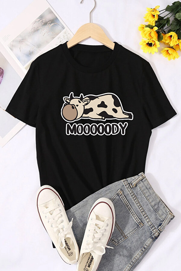 Mooooody Baskılı Unisex Oversize Tshirt - 3 Al 1 Öde