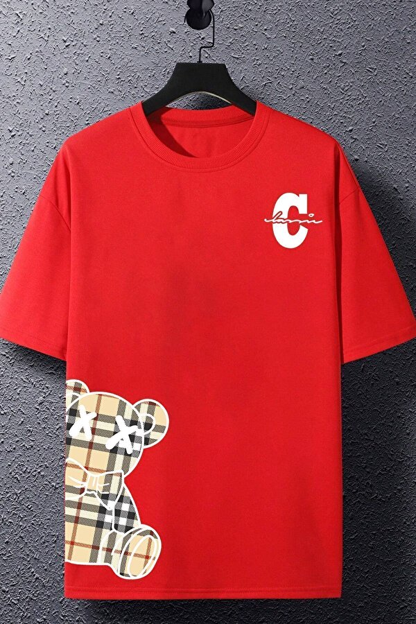 Unisex Pattern Bear Baskılı Tasarım Tshirt - 3 Al 1 Öde