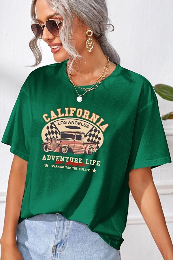 Unisex California Baskılı T-shirt - 3 Al 1 Öde
