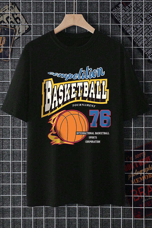Basketball Baskılı Unisex Oversize Tshirt - FLO 3 Al 1 Öde