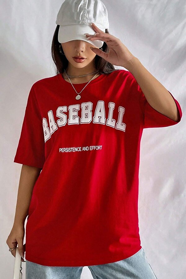 Unisex Baseball Baskılı Oversize Tshirt - 3 Al 1 Öde