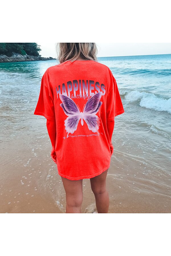 Unisex Happiness Baskılı Tasarım Tshirt - FLO 3 Al 1 Öde