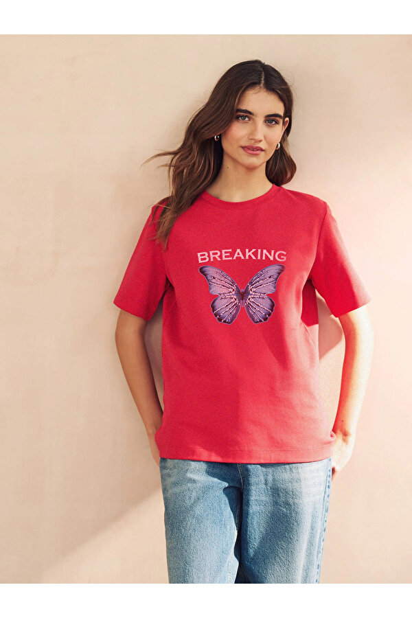 Unisex Breaking Baskılı Tasarım Tshirt - FLO 3 Al 1 Öde