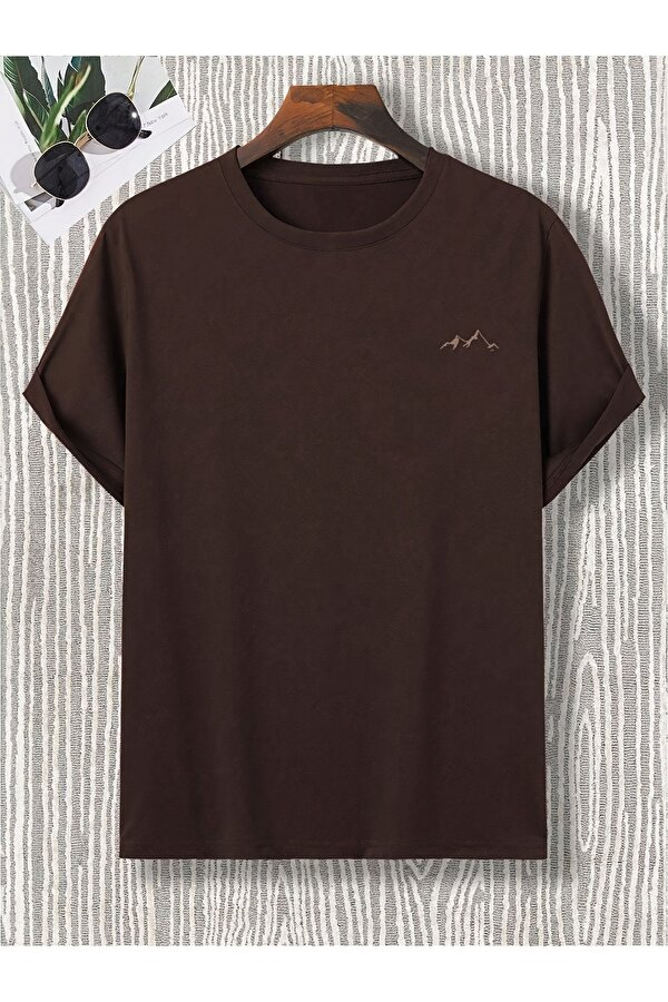 Unisex Dağ Baskılı Oversize Tshirt