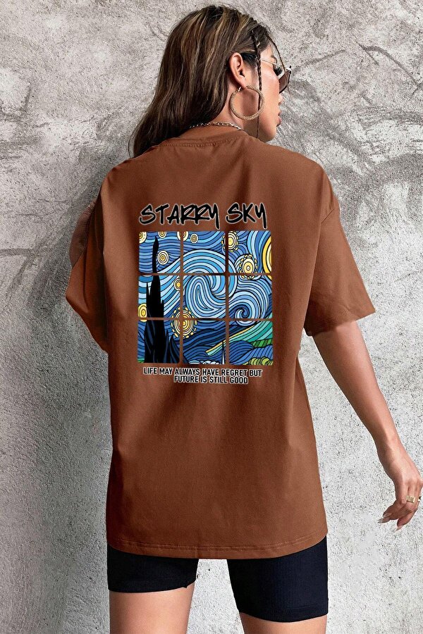 Starry Sky Baskılı Unisex Oversize Tshirt - FLO 3 Al 1 Öde