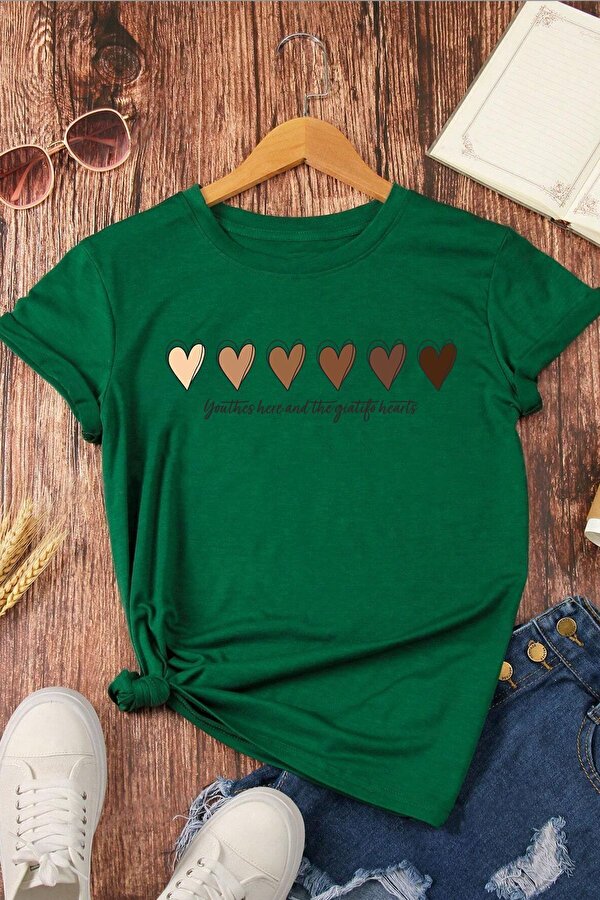 Unisex Hearts Baskılı Tasarım Tshirt - FLO 3 Al 1 Öde
