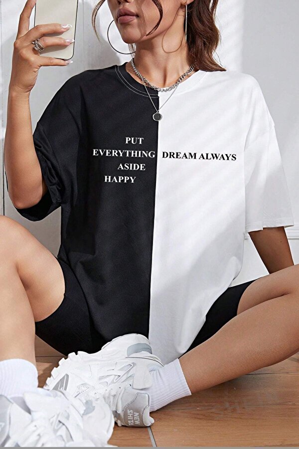 Unisex Everything Baskılı Oversize Tshirt - FLO 3 Al 1 Öde