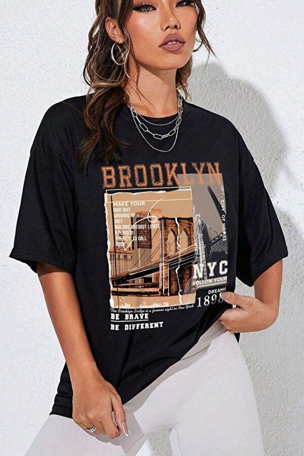 Unisex Brooklyn Baskılı Tasarım Tshirt - FLO 3 Al 1 Öde