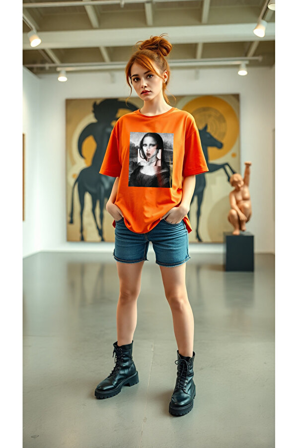 Mona Lisa Baskılı Tasarım Tshirt - 3 Al 1 Öde