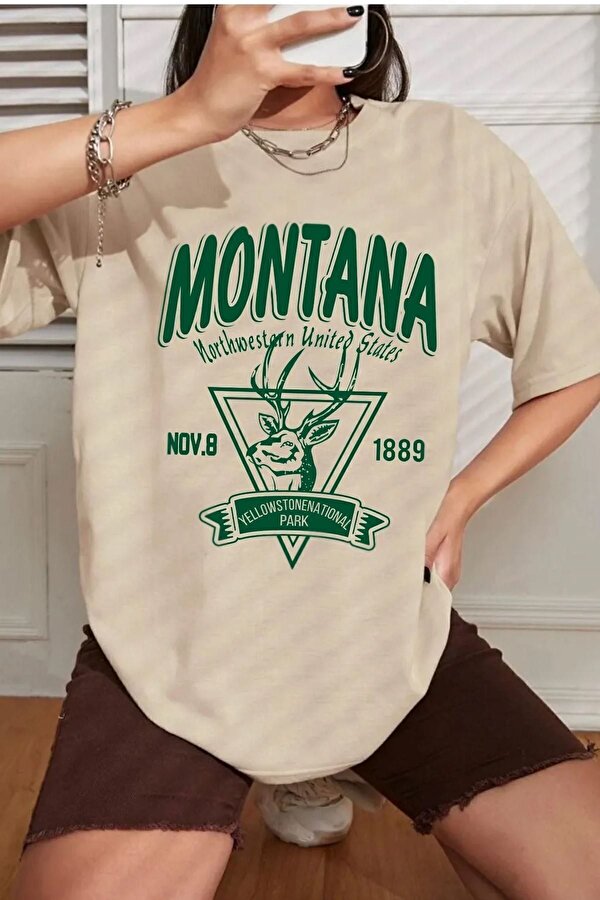 Unisex Montana Baskılı T-shirt - FLO 3 Al 1 Öde