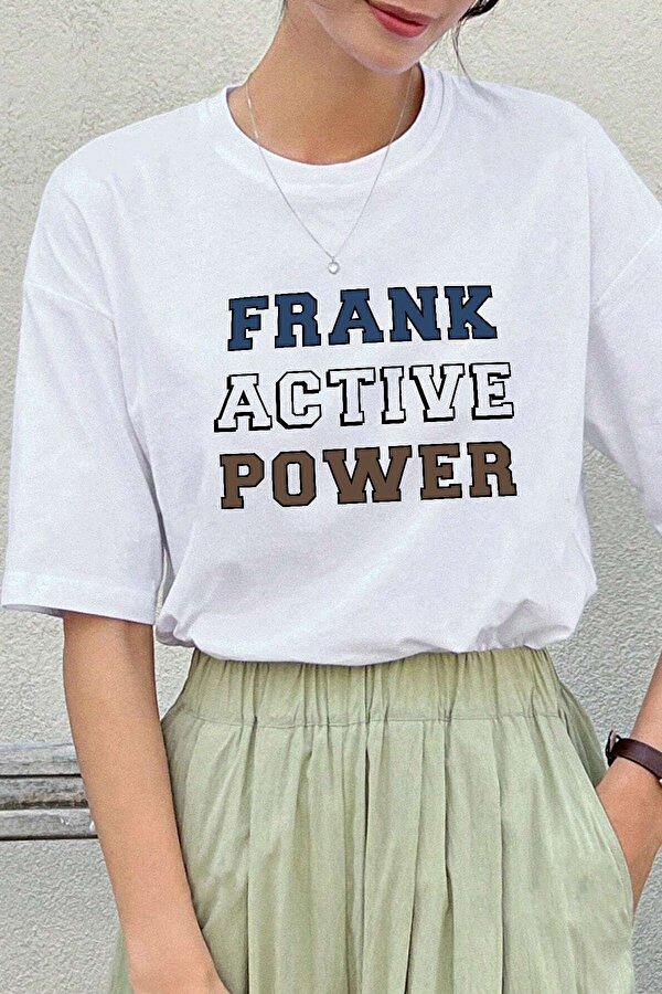 Unisex Frank Active Power Baskılı Oversize Tshirt - 3 Al 1 Öde