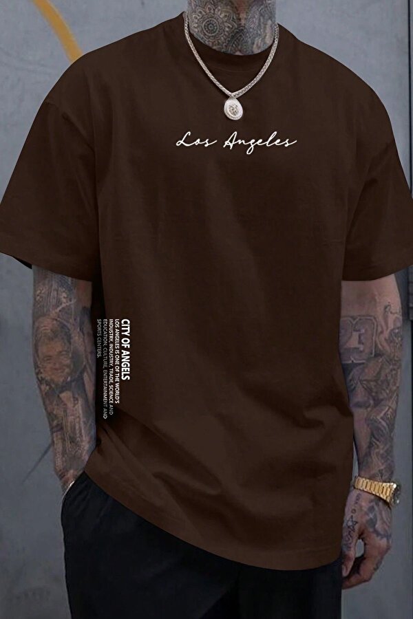 Erkek Los Angles Baskılı Oversize Tshirt - FLO 3 Al 1 Öde