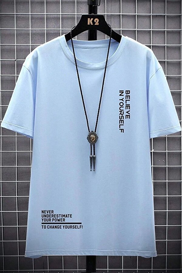 Erkek Belive in Yourself Baskılı Oversize Tshirt