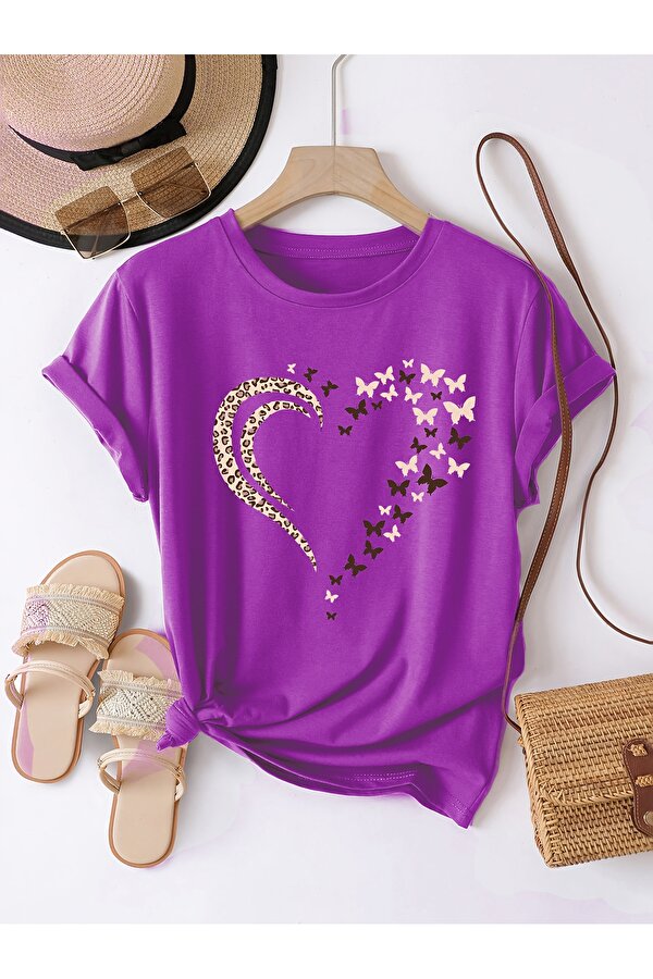 Kalp Leopar Kelebek Detayli