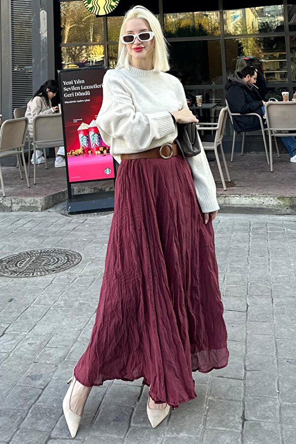 Ekru Bisiklet Yaka Oversize Triko Kazak MG1972