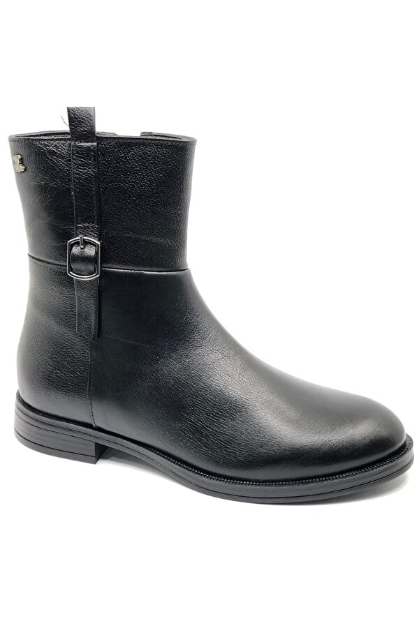 Harmany Hakiki Deri Düz Kaymaz Taban Ortopedik Kadın Bot