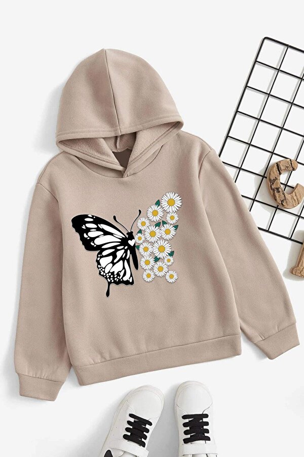 Papatya Kelebek Baskılı Erkek - Kız Çocuk Rahat Kalıp Sweatshirt - 3 Al 1 Öde