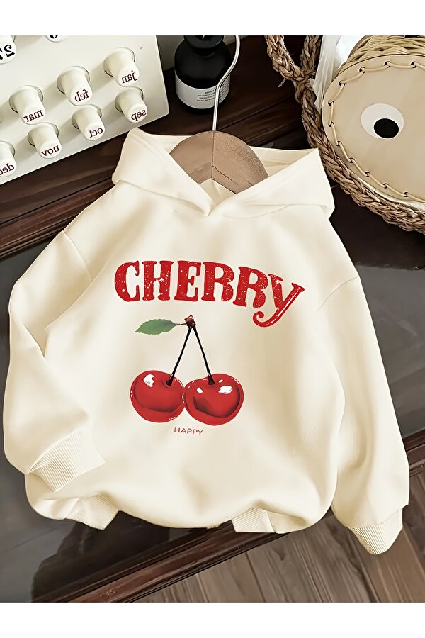 Happy Cherry Baskılı Oversize Çocuk Sweatshirt