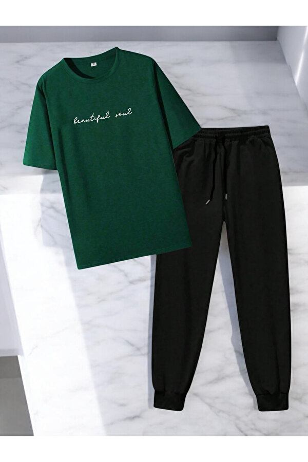Unisex Beatiful Soul Tasarım Basklı Tshirt Eşofman Takımı