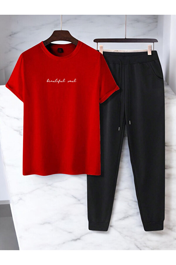 Unisex Beatiful Soul Tasarım Basklı Tshirt Eşofman Takımı